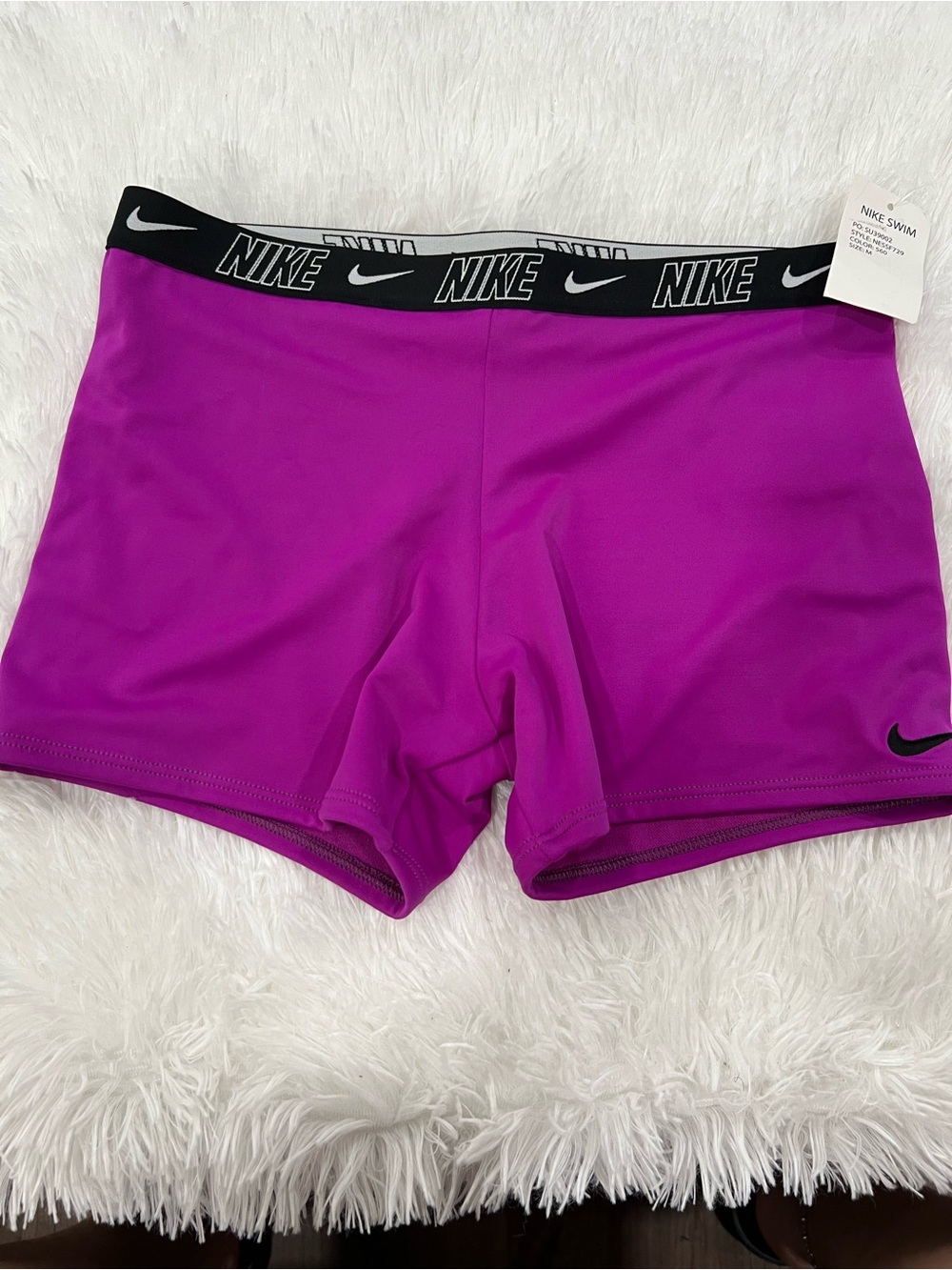 Nike Magenta Swim Shorts with Black Logo Waistband
